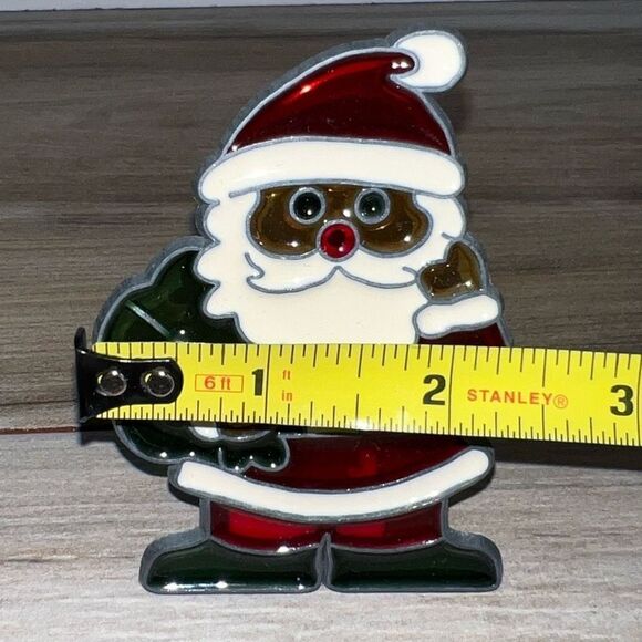 Christmas Santa Holiday Night Light Cover Stained Glass Style Clip On - Picture 2 of 8